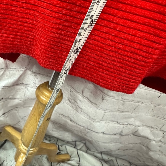 once again Red Open Front Women's Sweater cardigan sz L classic colorful - Picture 4 of 7